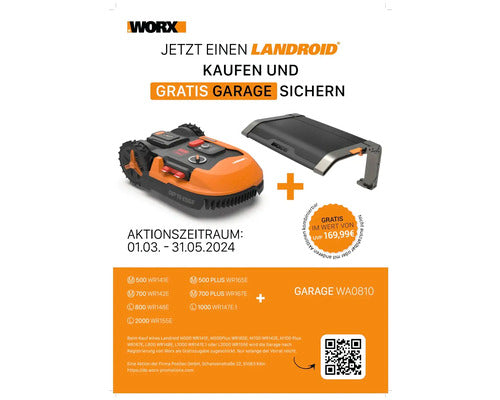 Akku-Mähroboter WORX 20V Landroid M700 Plus 18cm/700 m² mit App, IPX4 WR167E, inkl. Installationsmaterial